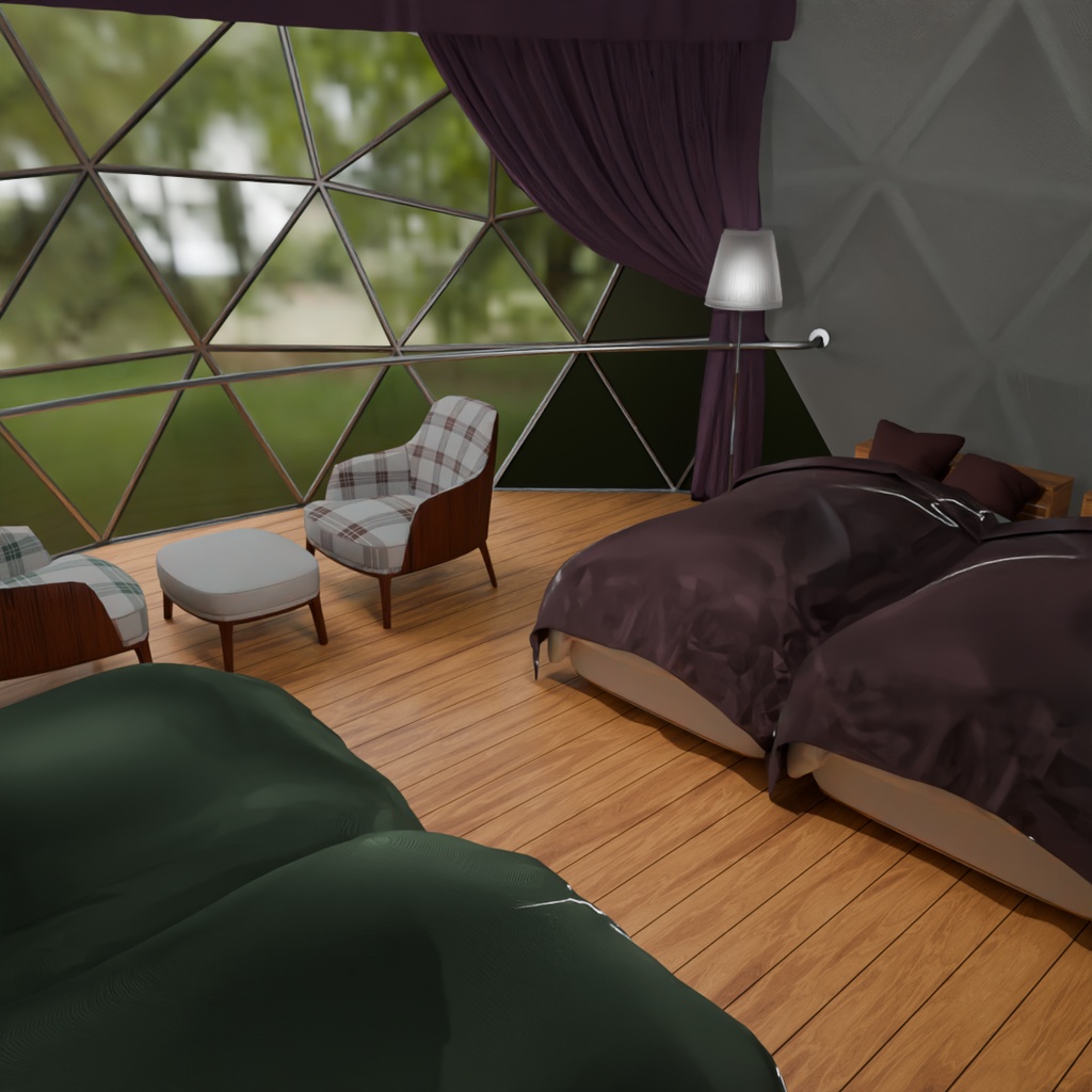 【Blender】 グランピングの寝室 Glamping bedroom