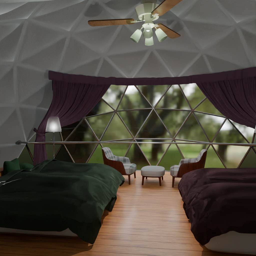 【Blender】 グランピングの寝室 Glamping bedroom