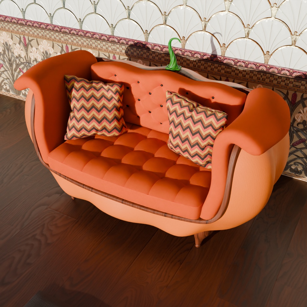 【Blender】 パンプキンのソファ Pumpkin sofa