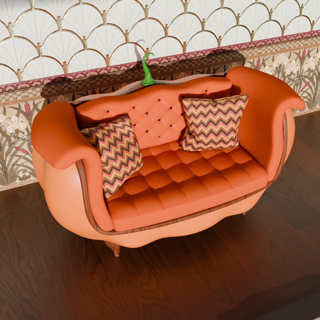 【Blender】 パンプキンのソファ Pumpkin sofa