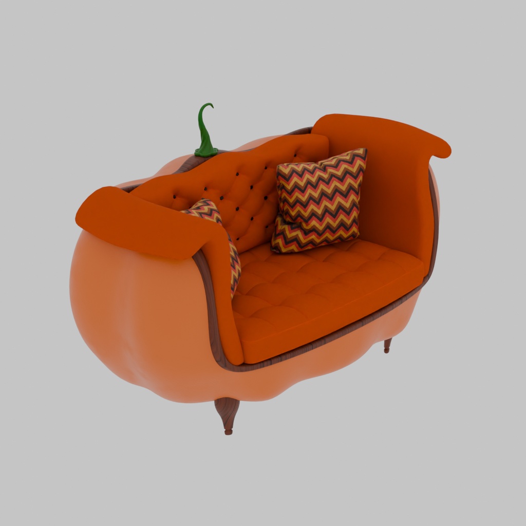 【Blender】 パンプキンのソファ Pumpkin sofa