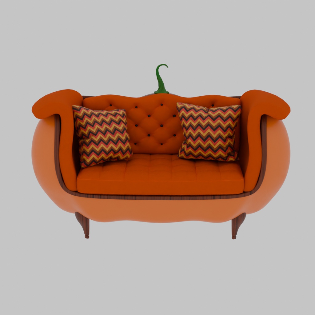 【Blender】 パンプキンのソファ Pumpkin sofa