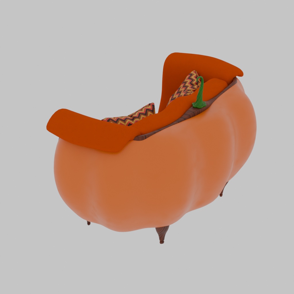 【Blender】 パンプキンのソファ Pumpkin sofa