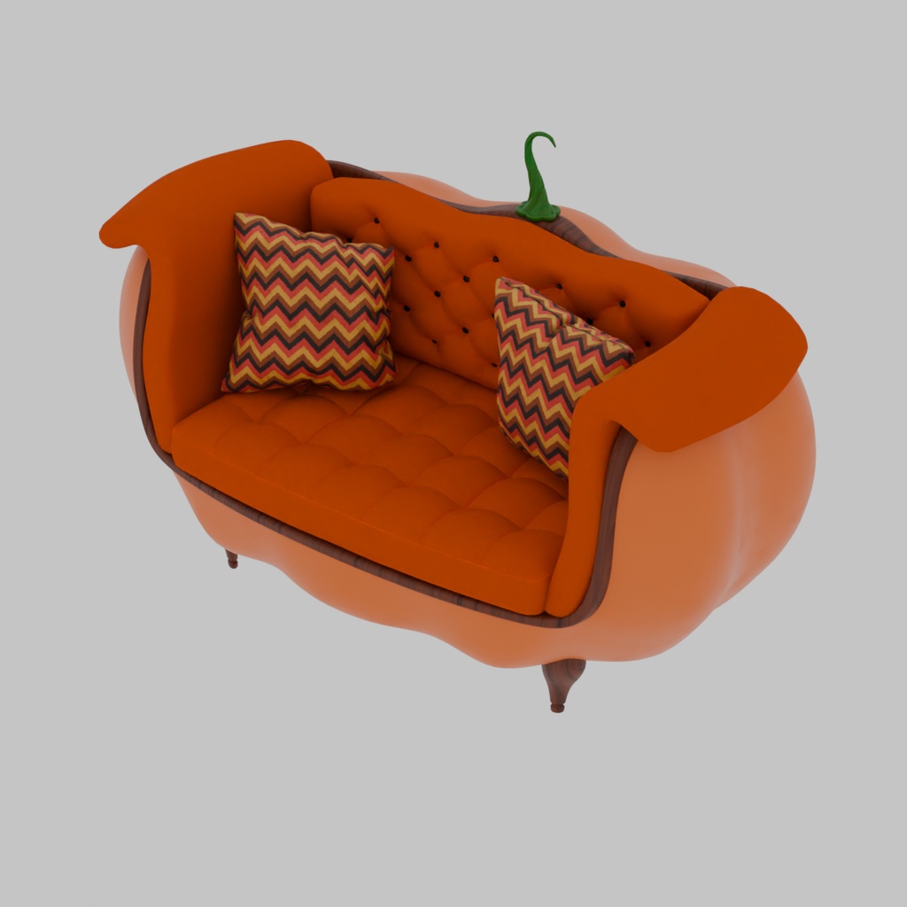 【Blender】 パンプキンのソファ Pumpkin sofa
