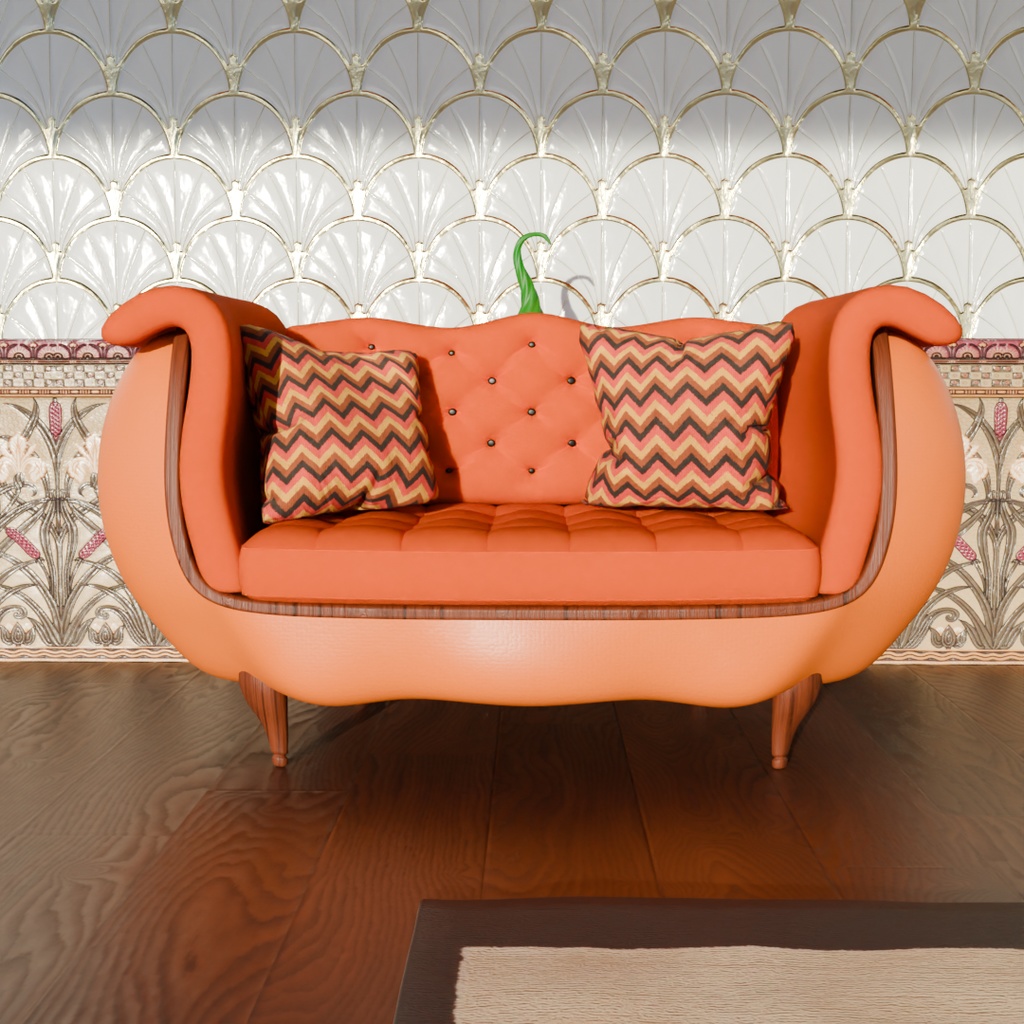 【Blender】 パンプキンのソファ Pumpkin sofa