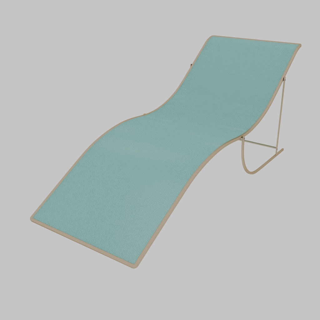 【Blender】 プールサイドのパラソル・デッキチェア・テーブルセット Poolside parasol, chair and table set