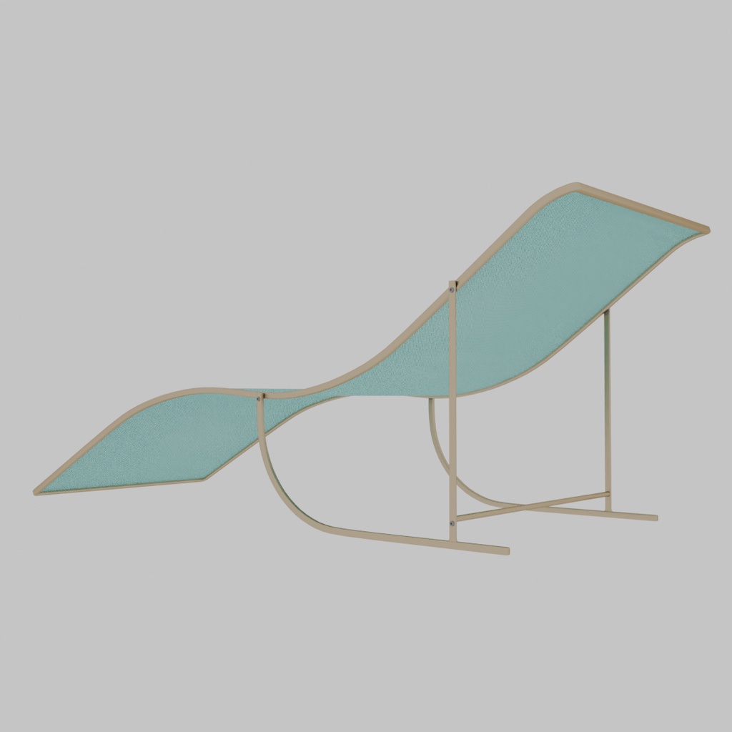 【Blender】 プールサイドのパラソル・デッキチェア・テーブルセット Poolside parasol, chair and table set