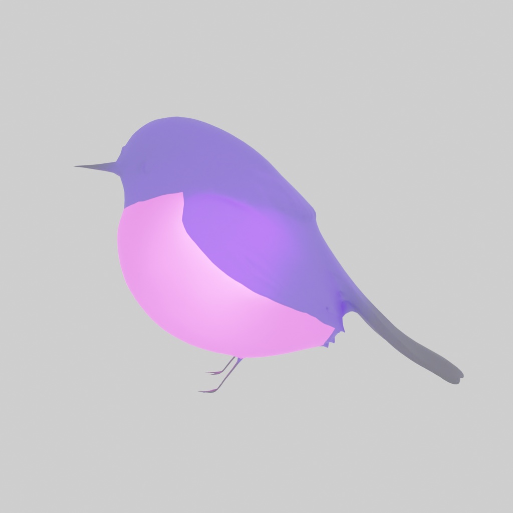 【Blender】 ピンクロビンの間接照明 Indirect lighting of pink robin