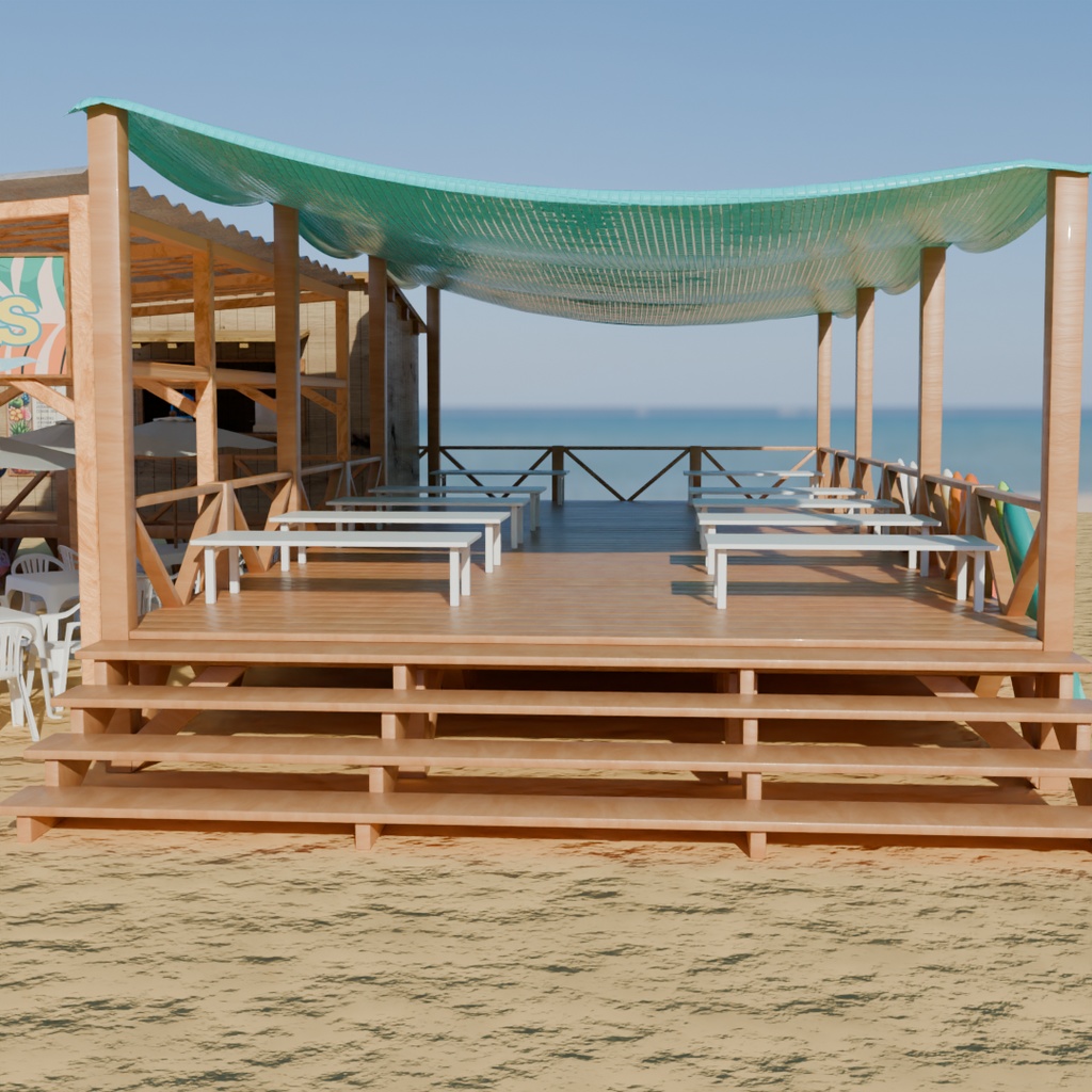 【Blender】 海の家 Beach house