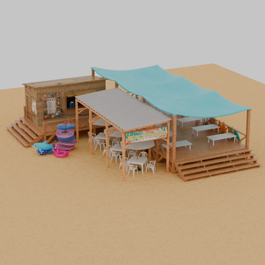 【Blender】 海の家 Beach house