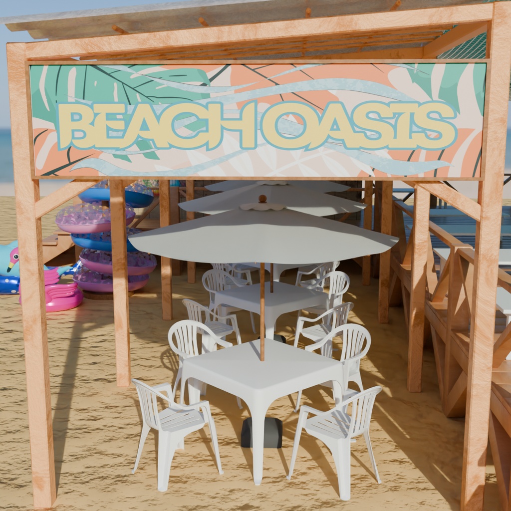 【Blender】 海の家 Beach house