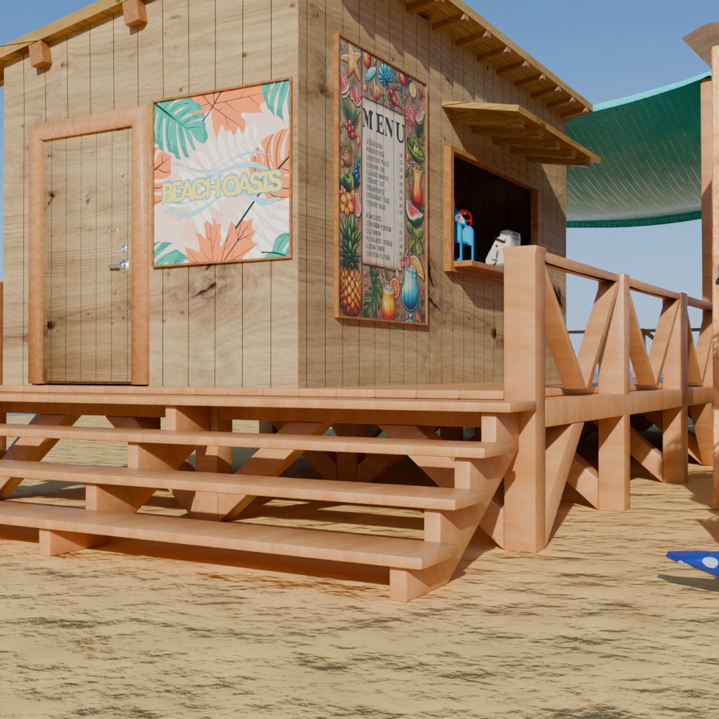 【Blender】 海の家 Beach house