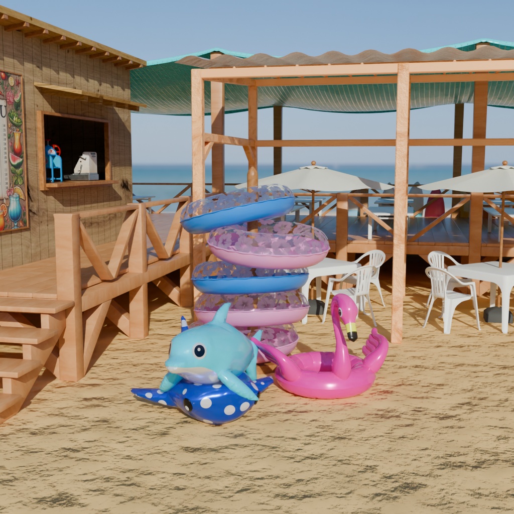 【Blender】 海の家 Beach house