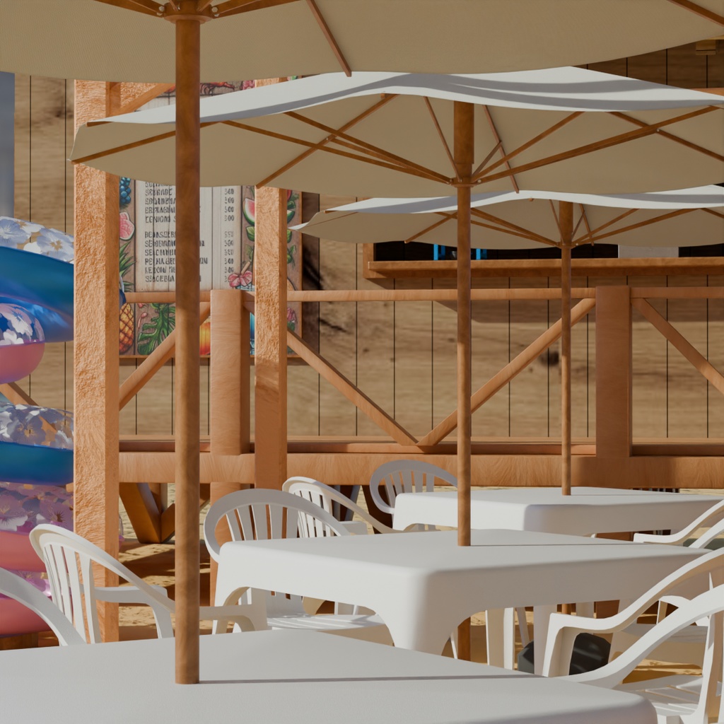 【Blender】 海の家 Beach house