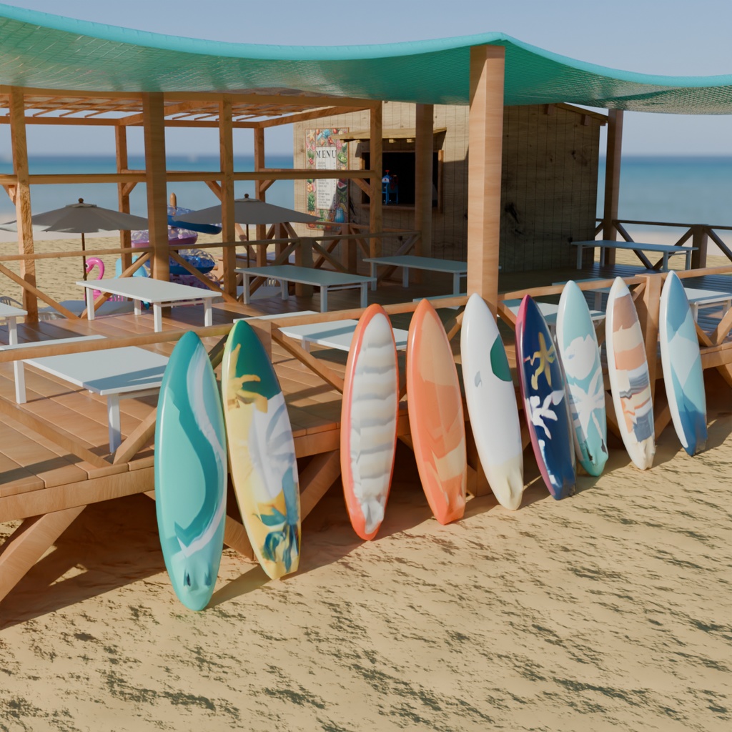【Blender】 海の家 Beach house