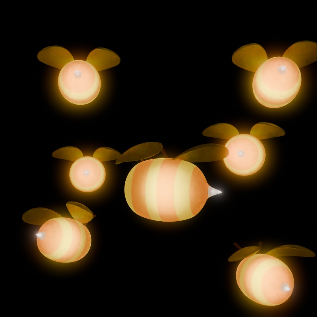 【Blender】 まんまるミツバチの間接照明 Indirect lighting for round bees