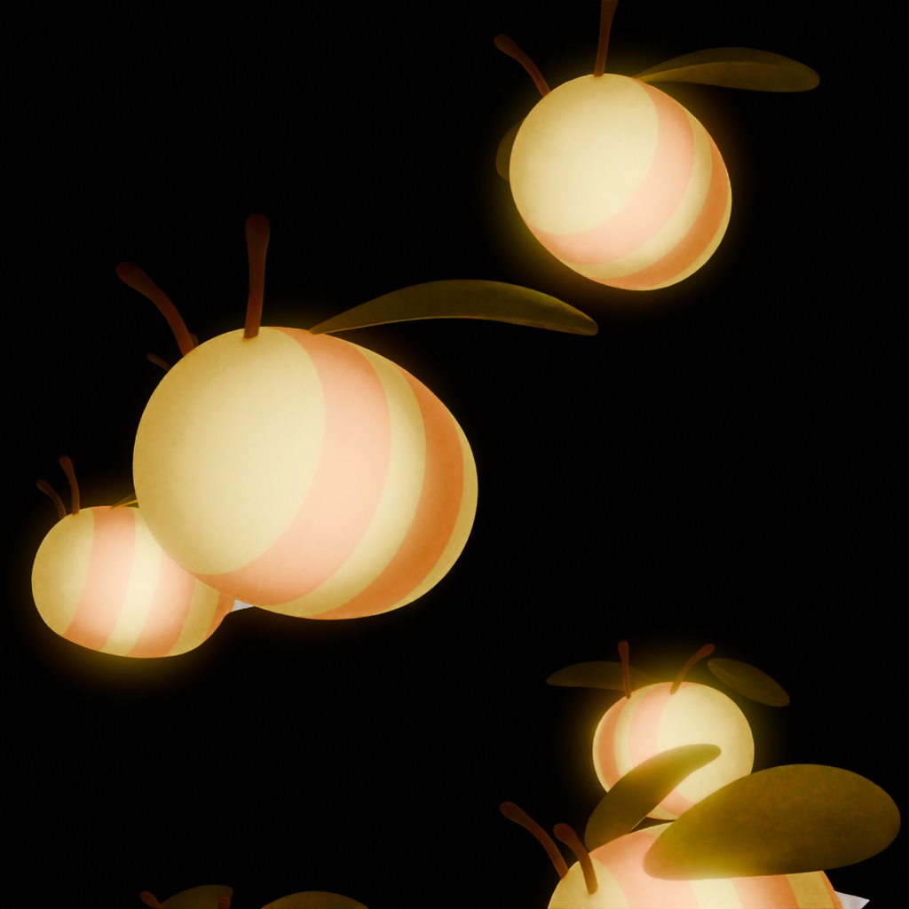 【Blender】 まんまるミツバチの間接照明 Indirect lighting for round bees