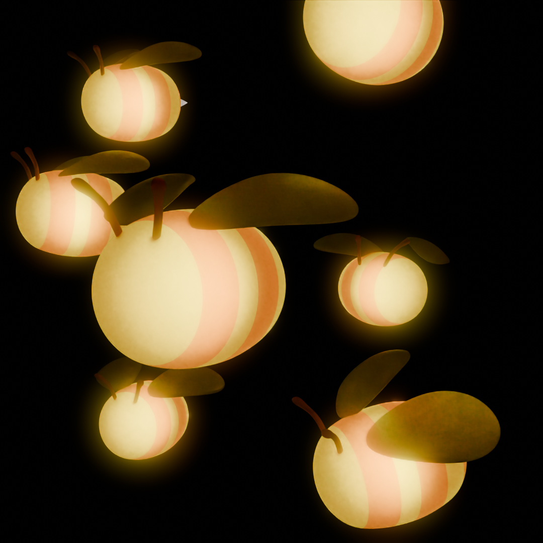 【Blender】 まんまるミツバチの間接照明 Indirect lighting for round bees