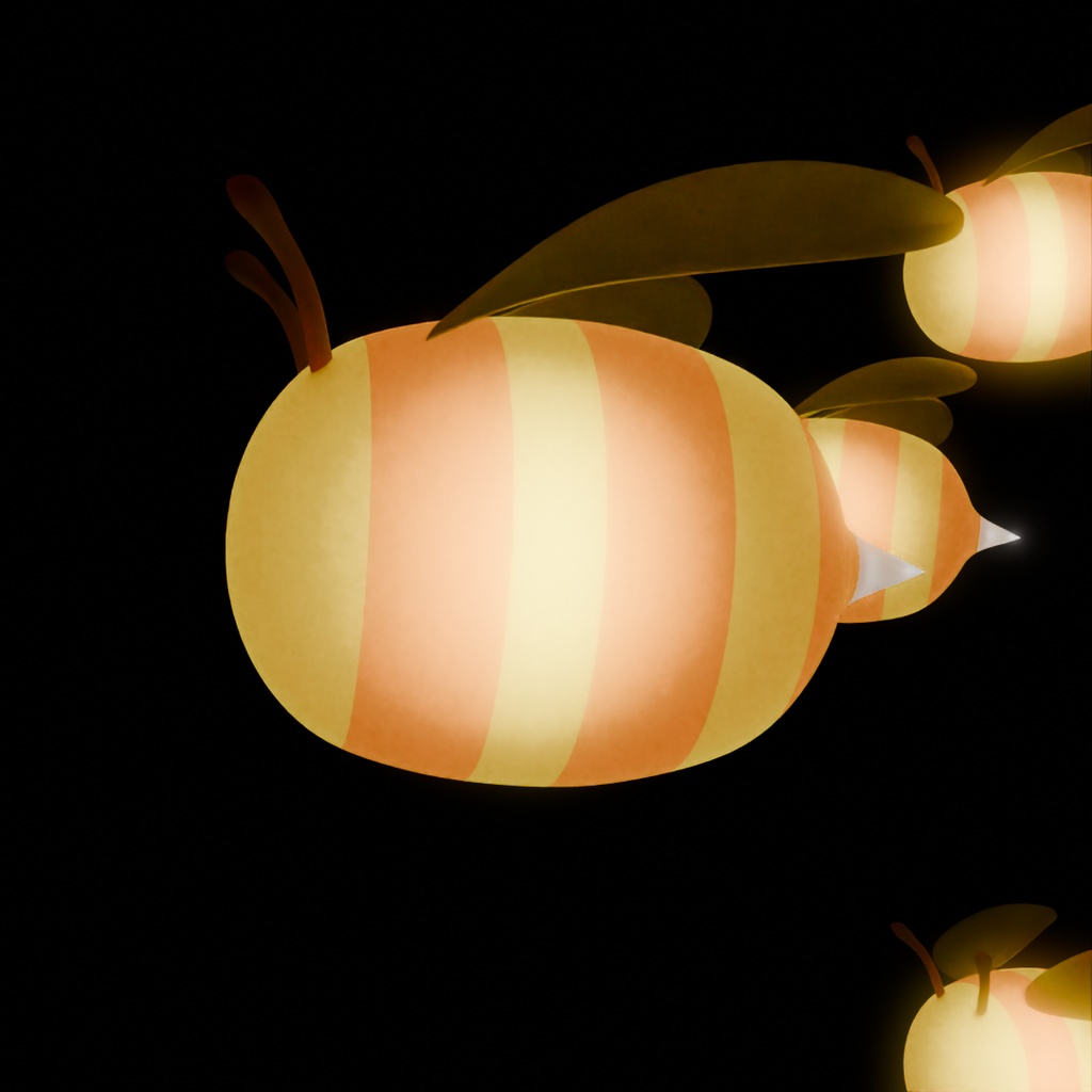 【Blender】 まんまるミツバチの間接照明 Indirect lighting for round bees