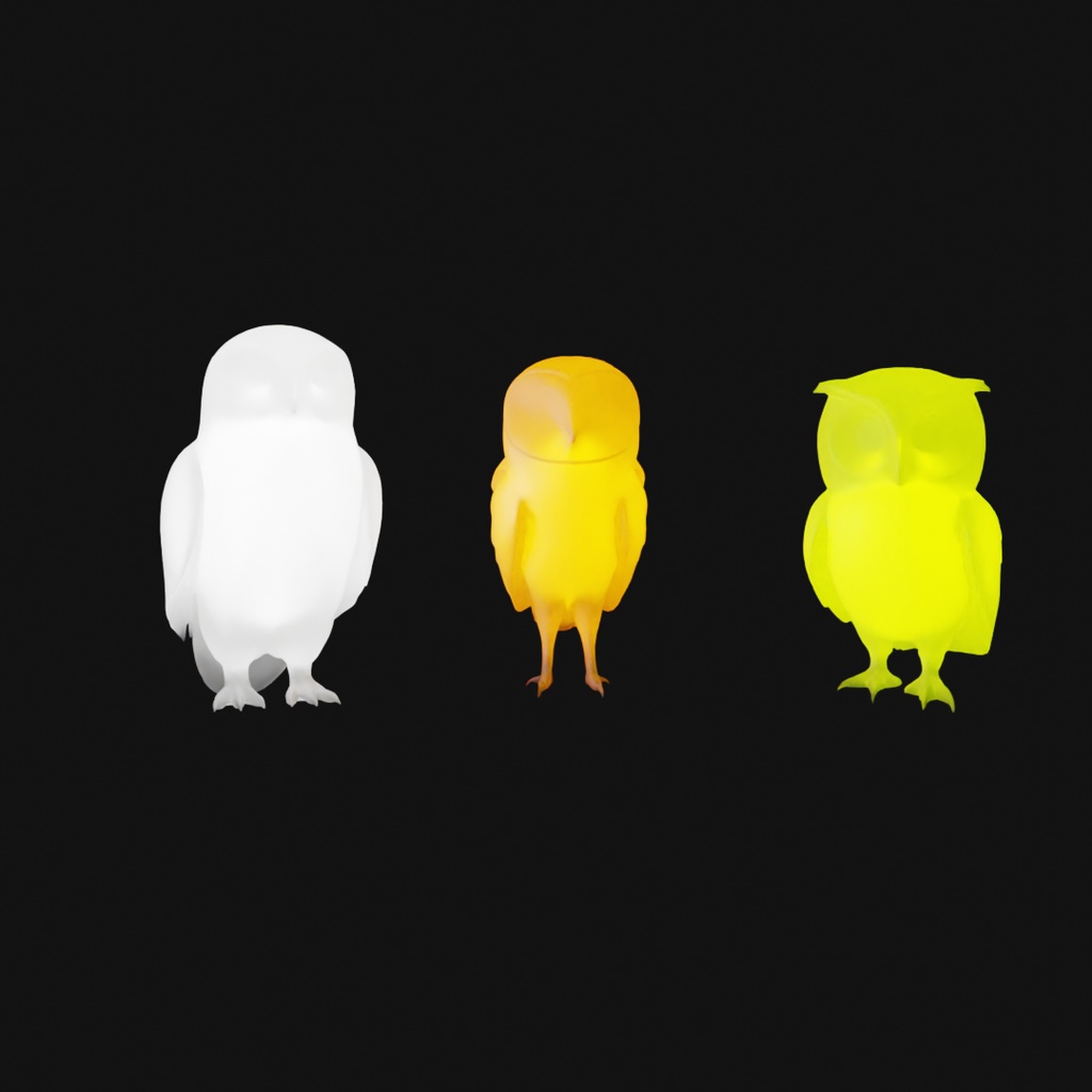 【Blender】 フクロウズの間接照明 Owls Indirect Lighting