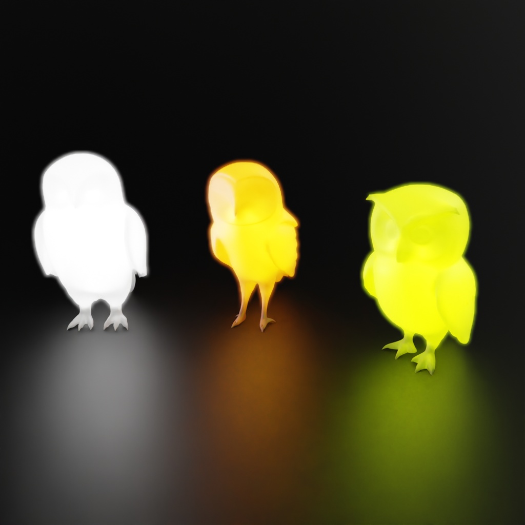 【Blender】 フクロウズの間接照明 Owls Indirect Lighting