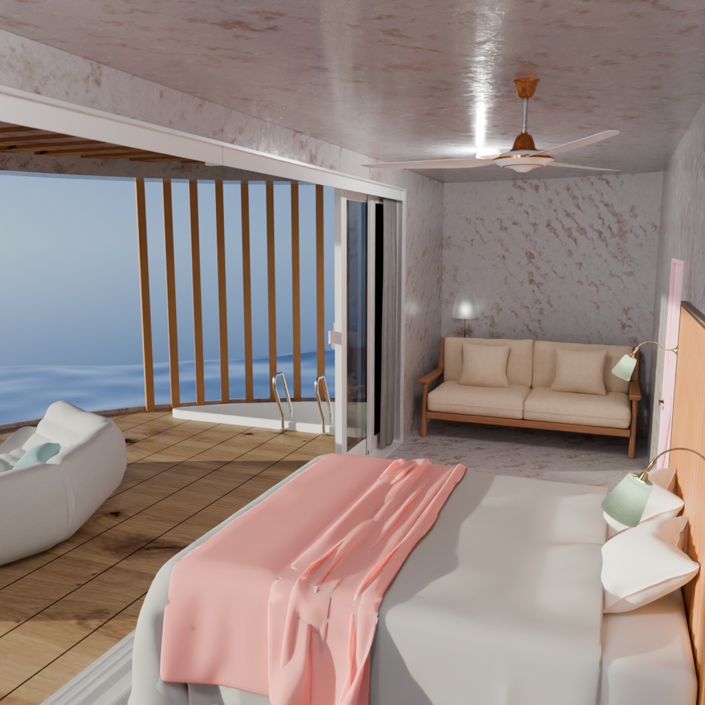 【Blender】 海上リゾートキャビン Marine Resort Cabin