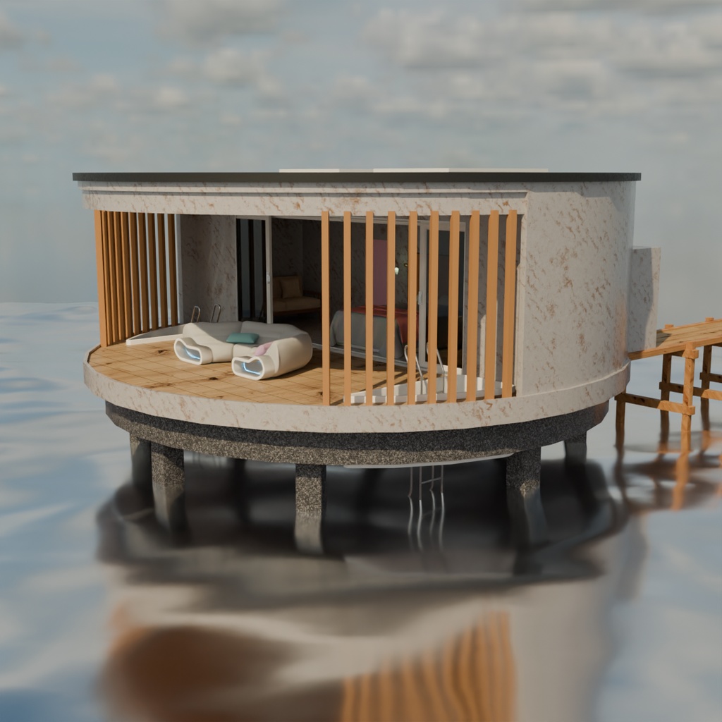 【Blender】 海上リゾートキャビン Marine Resort Cabin