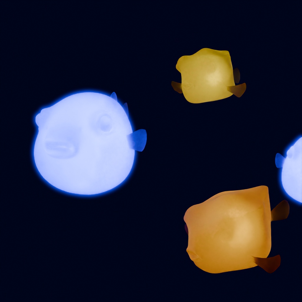 【Blender】 河豚とハコフグの間接照明 Indirect lighting with pufferfish and boxfish