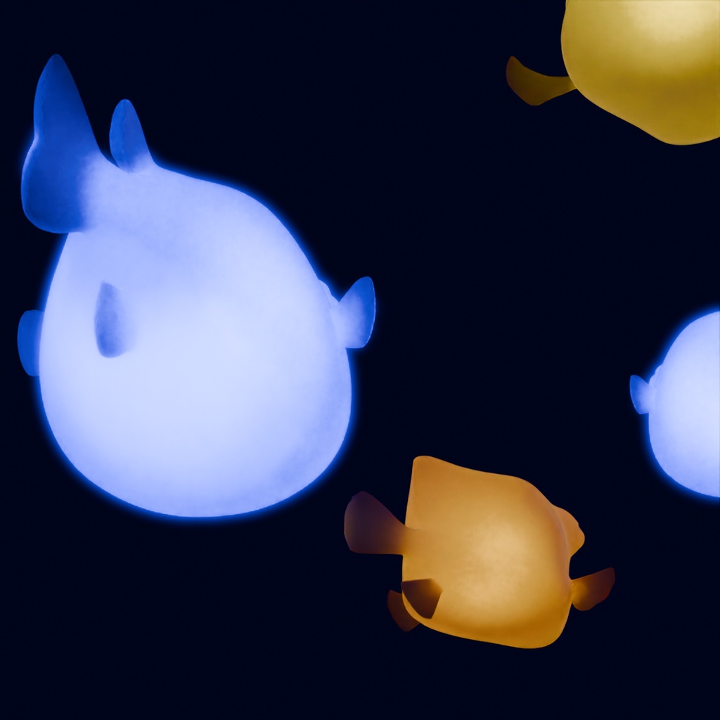 【Blender】 河豚とハコフグの間接照明 Indirect lighting with pufferfish and boxfish