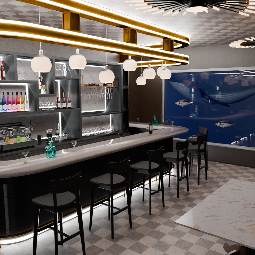 【Blender】 アクアリウムバー aquarium bar
