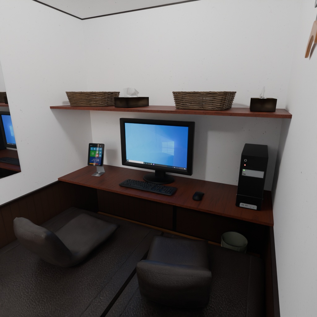 【Blender】 ネットカフェの個室とペア室セット Internet cafe private rooms and pair rooms set