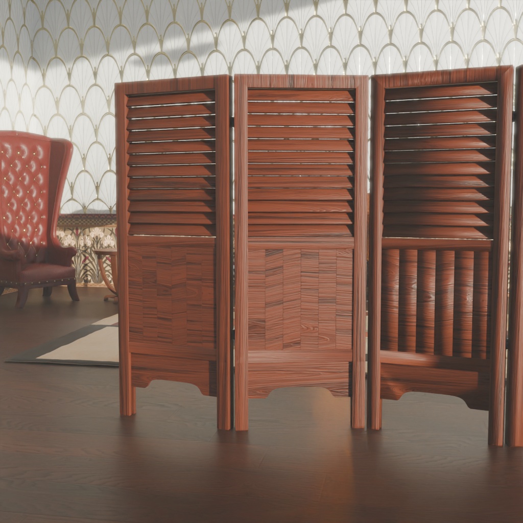 【Blender】 木製パーテーション wooden partition