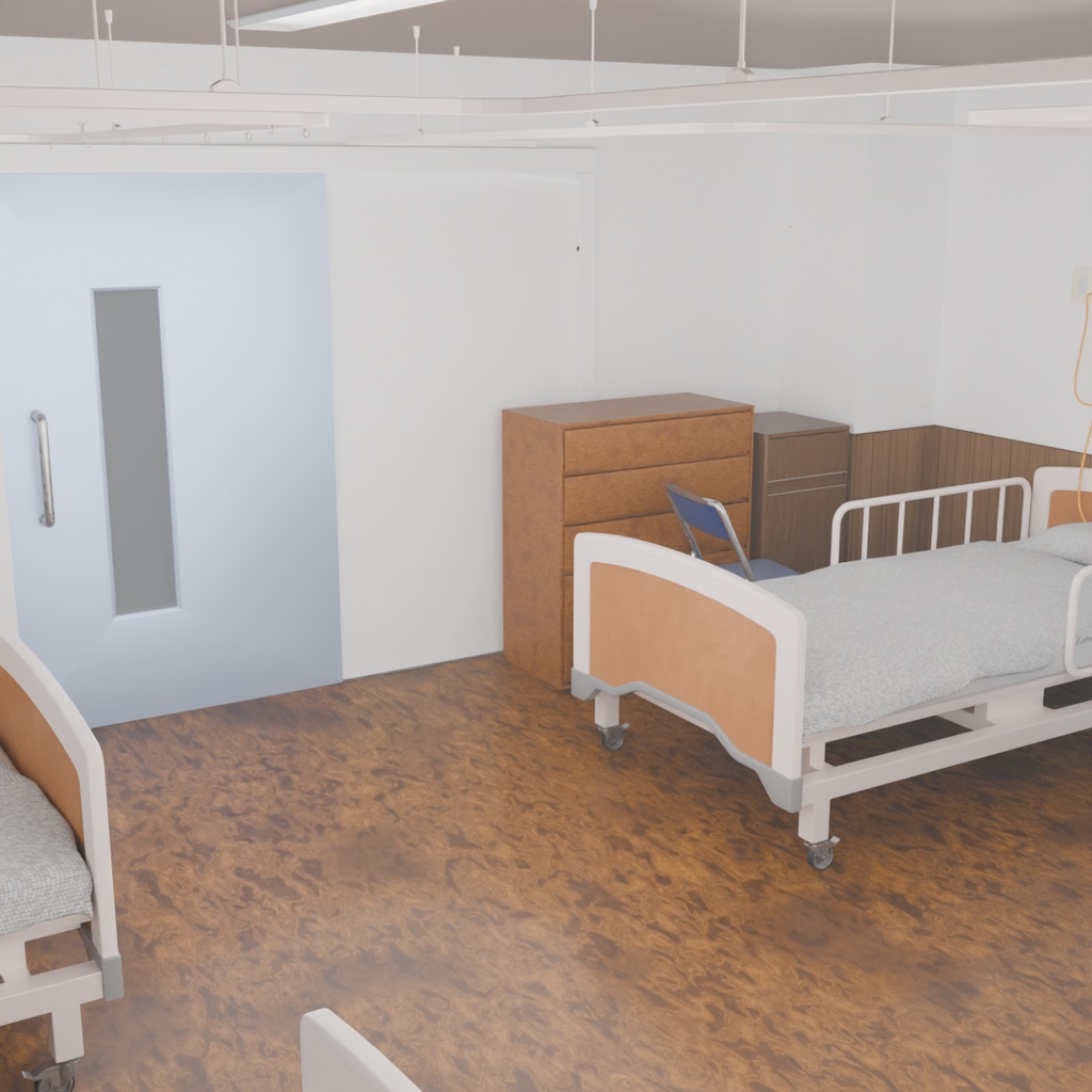 【Blender】 病室(4人部屋) Hospital room (4-bed room)