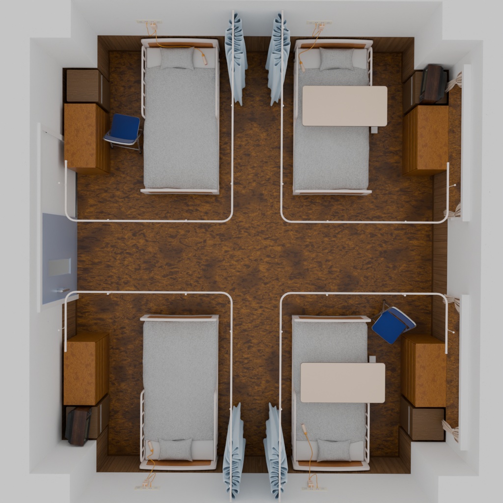 【Blender】 病室(4人部屋) Hospital room (4-bed room)