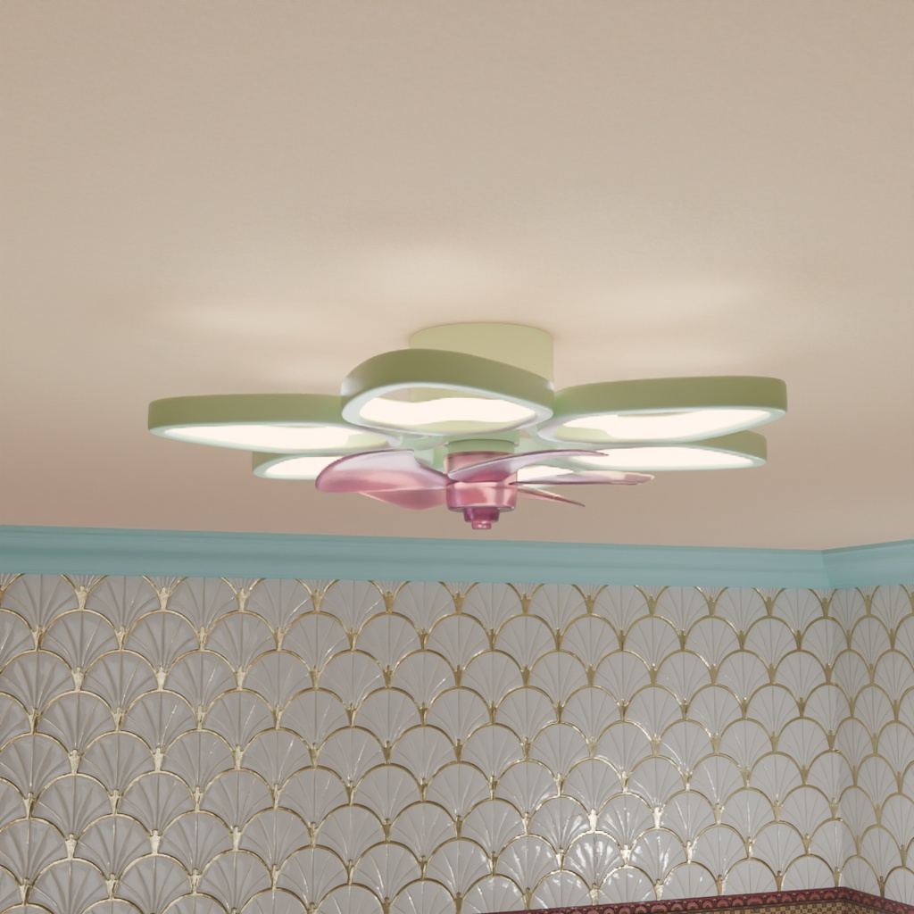 【Blender】 シーリングフラワーファンライト Ceiling Flower Fan Light