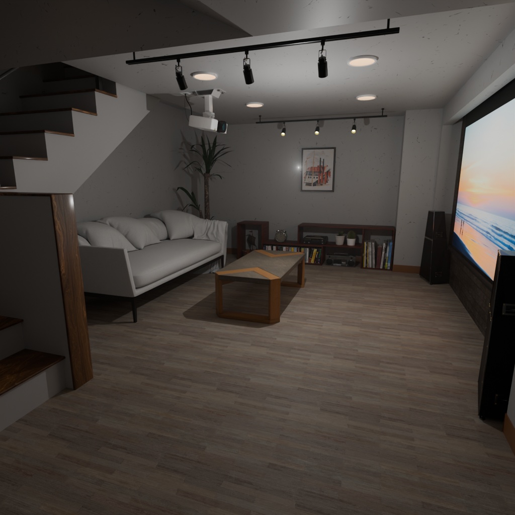【Blender】 地下のシアタールーム Theater Room in the Basement