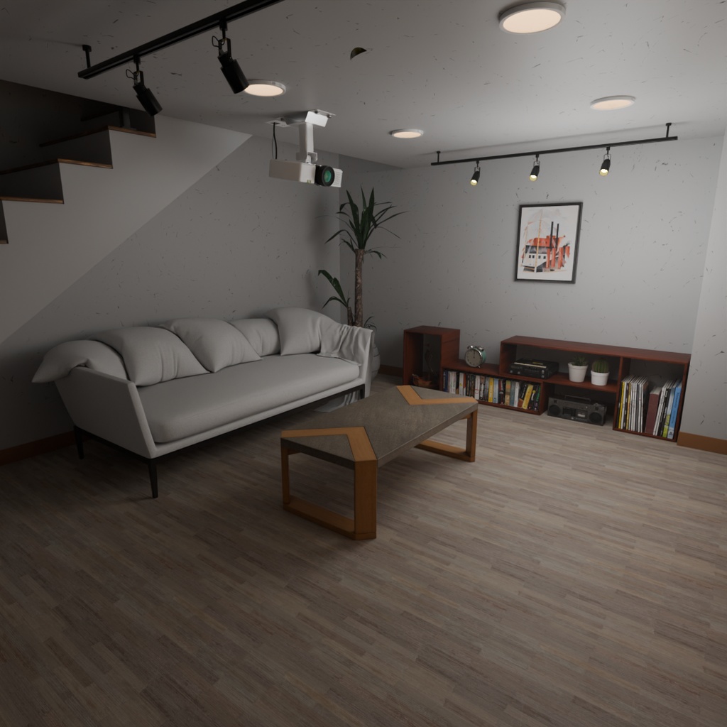 【Blender】 地下のシアタールーム Theater Room in the Basement