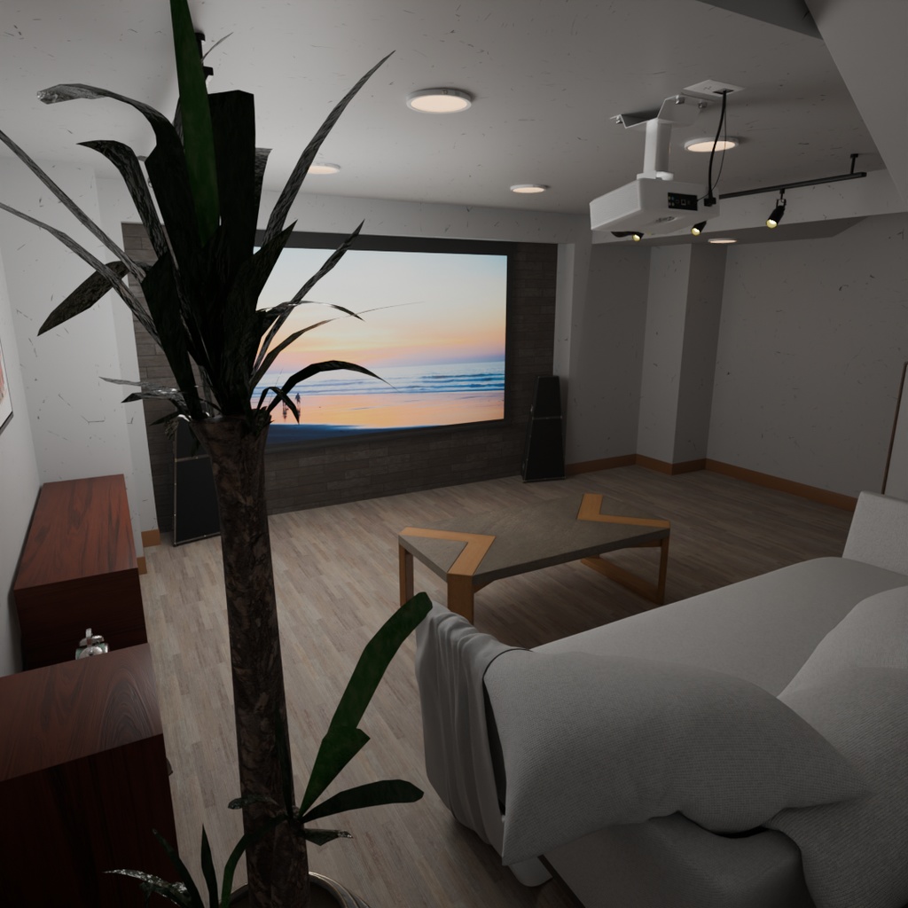 【Blender】 地下のシアタールーム Theater Room in the Basement