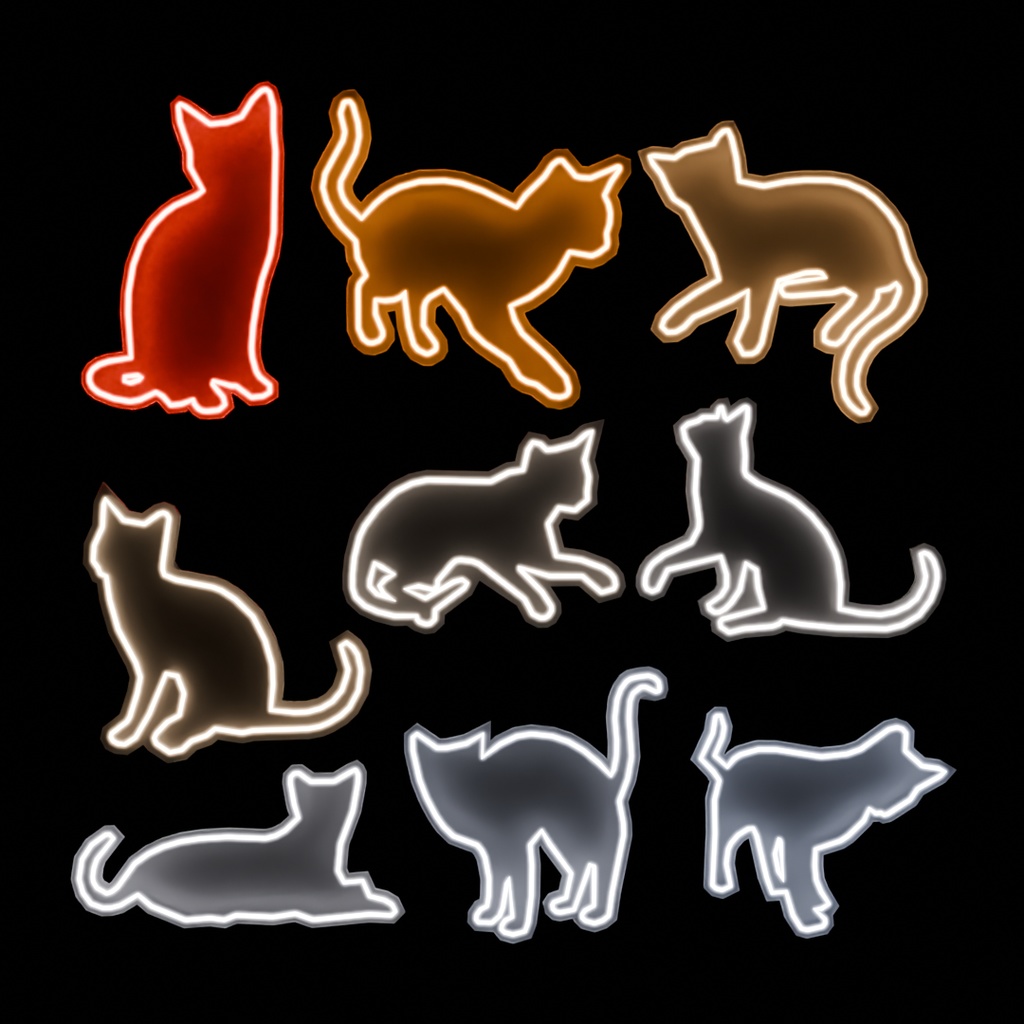 【Blender】 猫のネオンライト Cat Neon Light