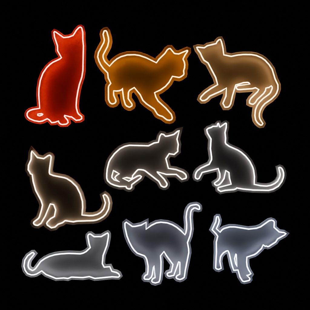 【Blender】 猫のネオンライト Cat Neon Light