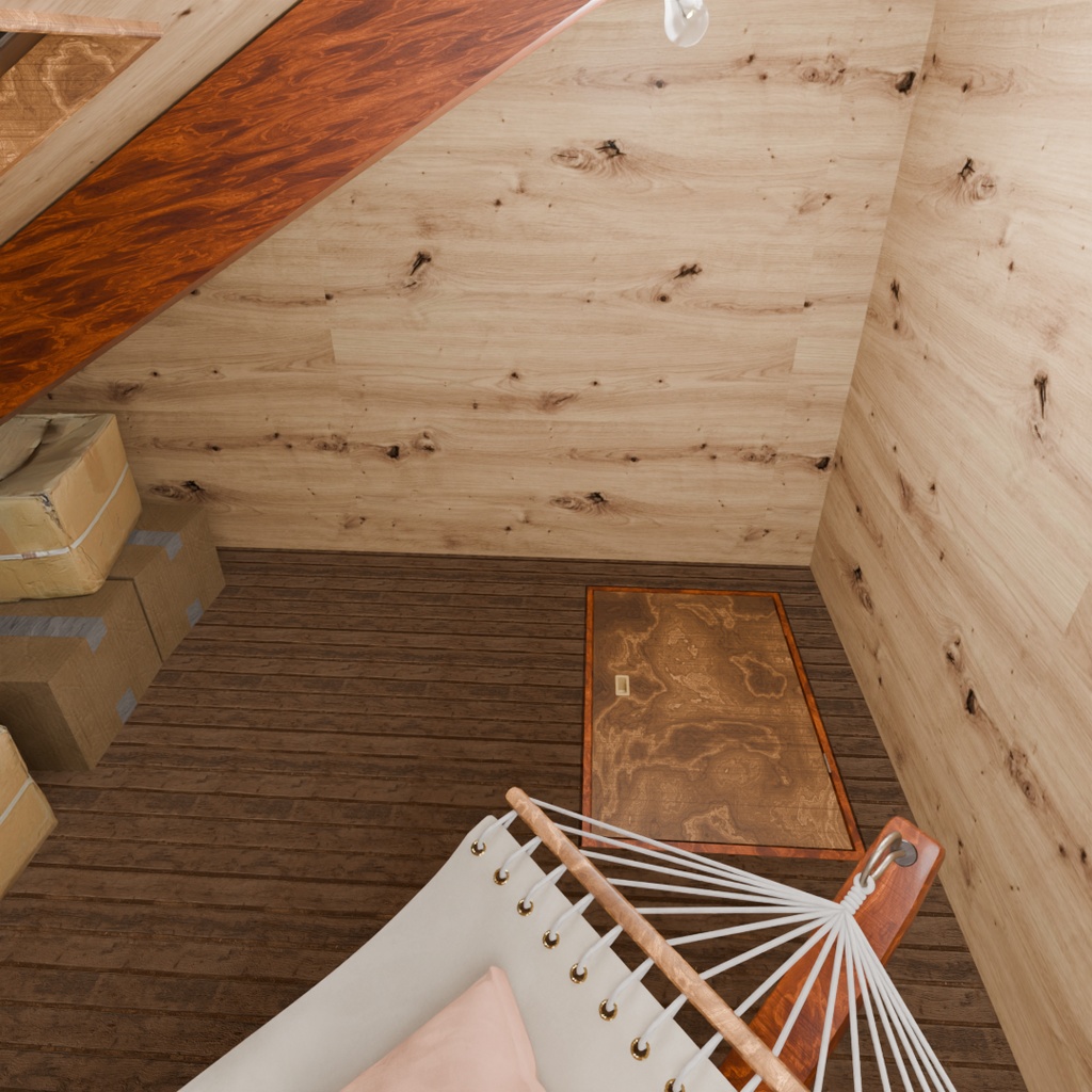 【Blender】 大きな本棚のある屋根裏部屋 The attic room with the large bookshelf