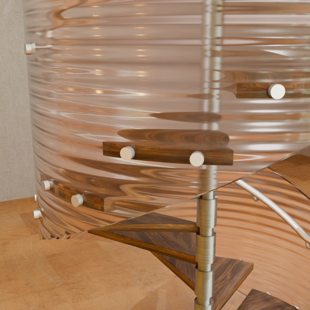 【Blender】 ガラスの螺旋階段 Glass spiral staircase
