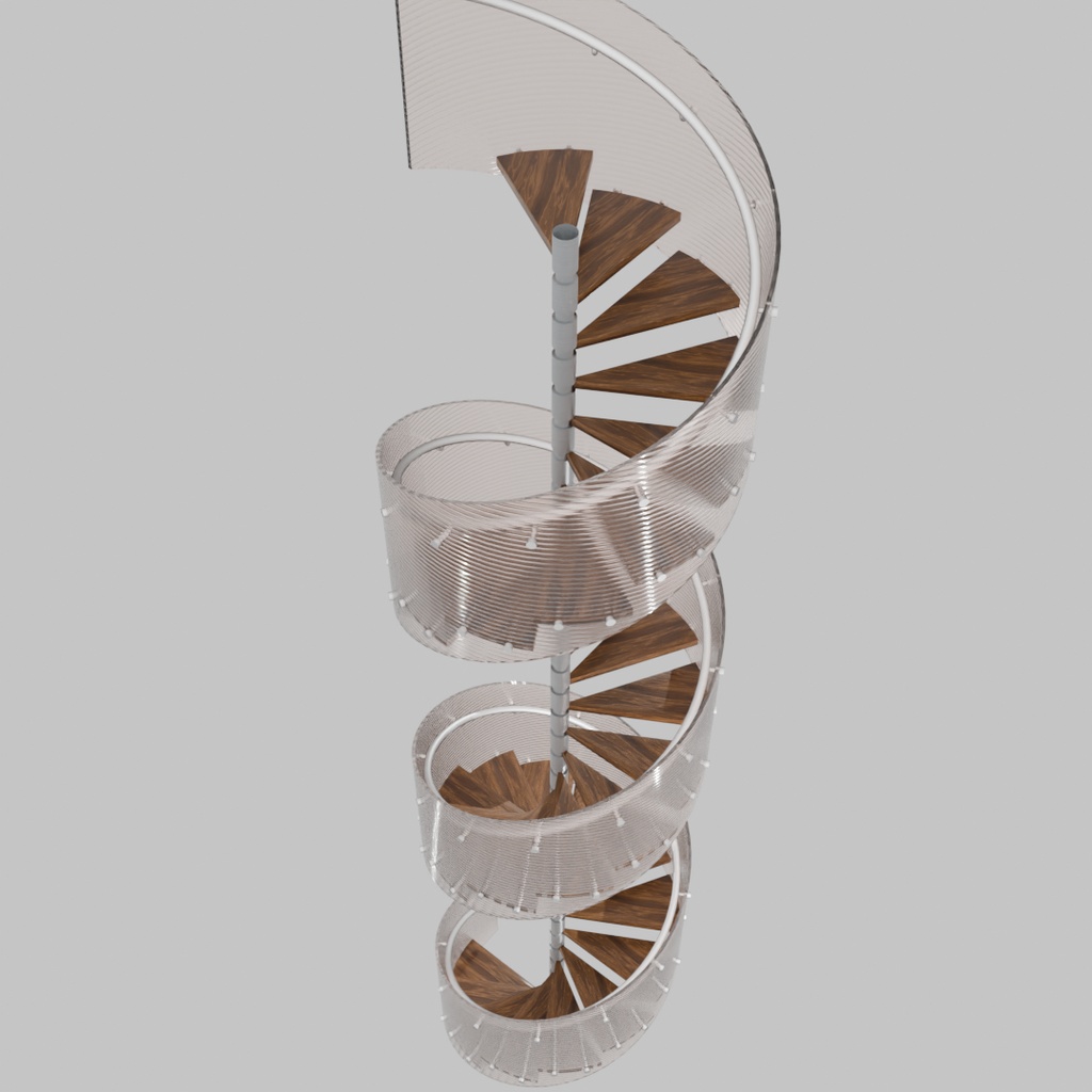 【Blender】 ガラスの螺旋階段 Glass spiral staircase