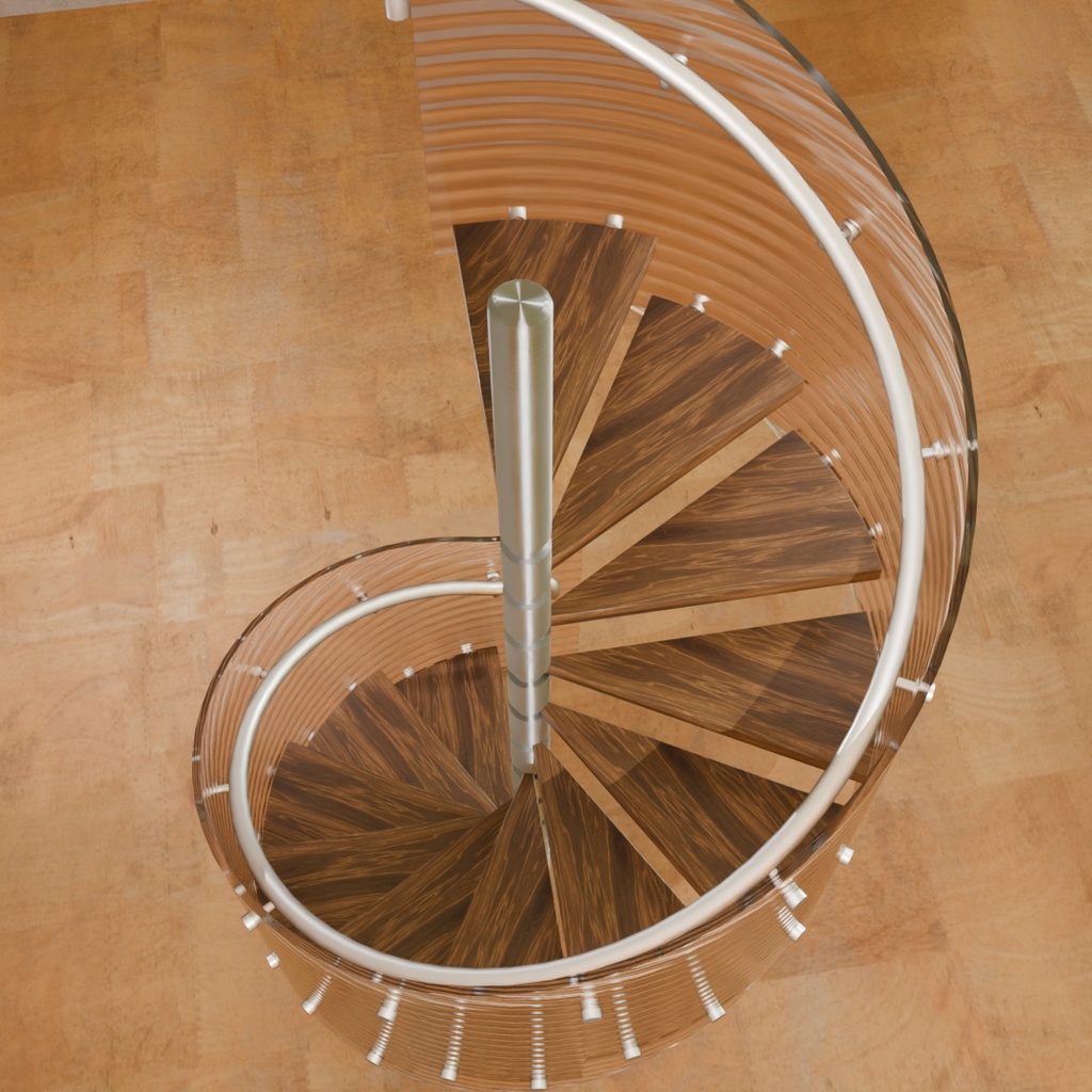 【Blender】 ガラスの螺旋階段 Glass spiral staircase