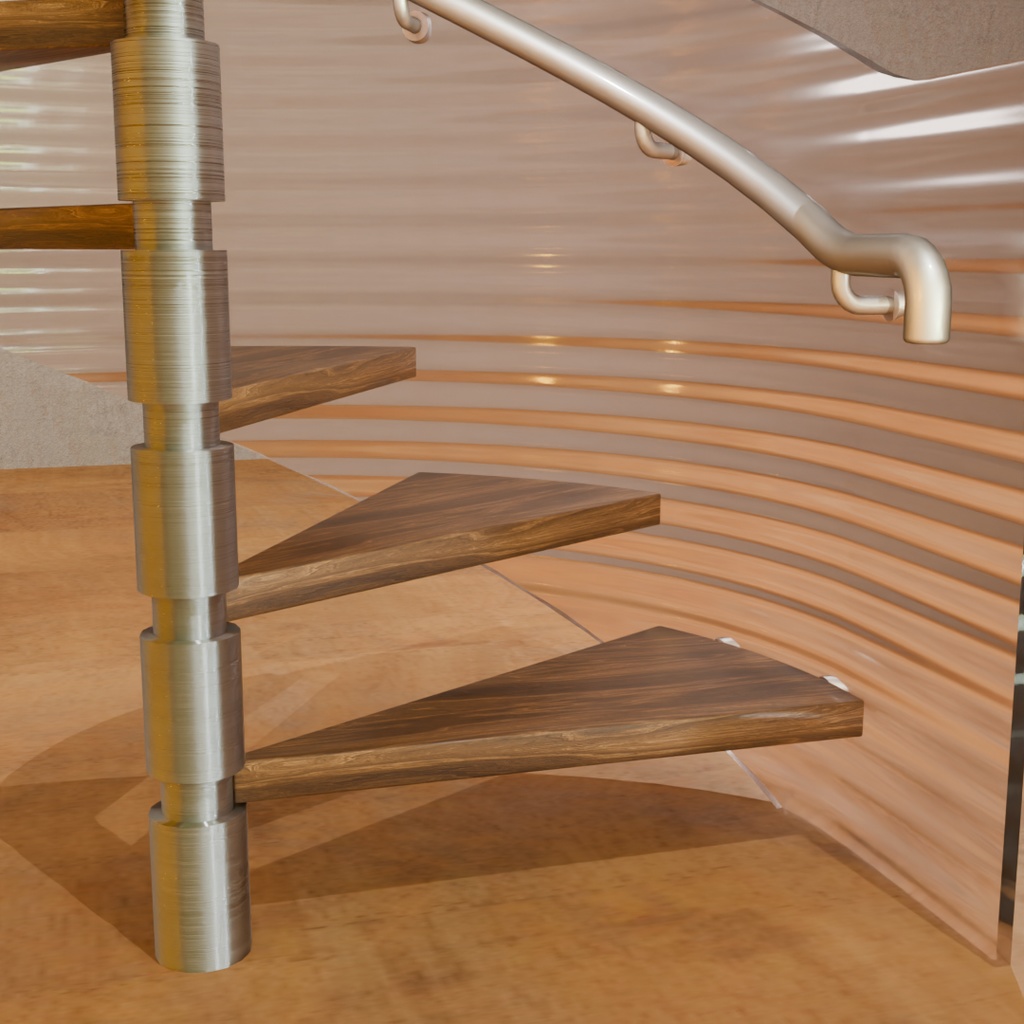 【Blender】 ガラスの螺旋階段 Glass spiral staircase