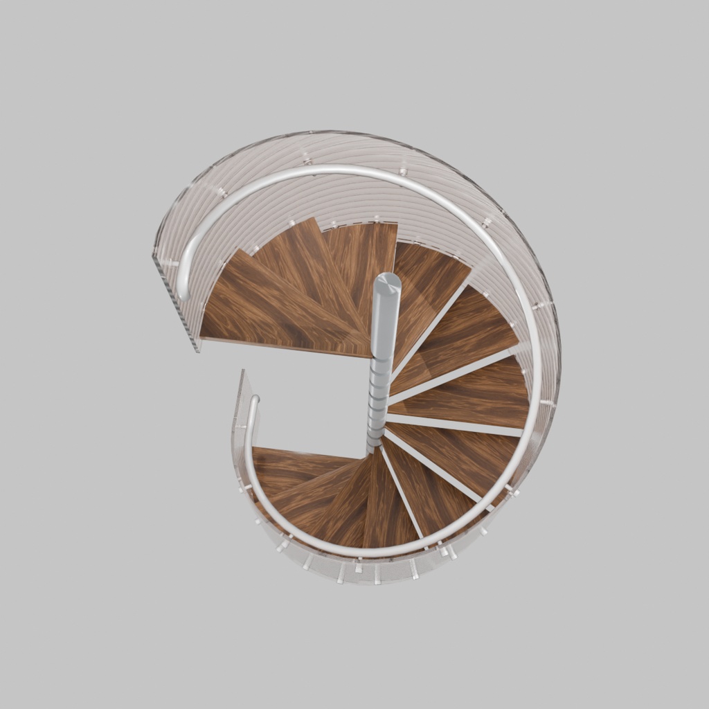 【Blender】 ガラスの螺旋階段 Glass spiral staircase