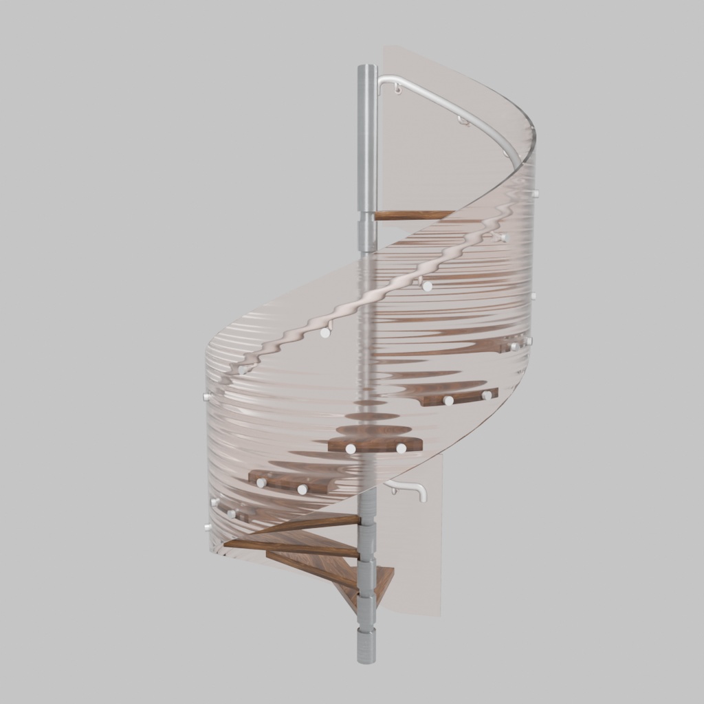 【Blender】 ガラスの螺旋階段 Glass spiral staircase