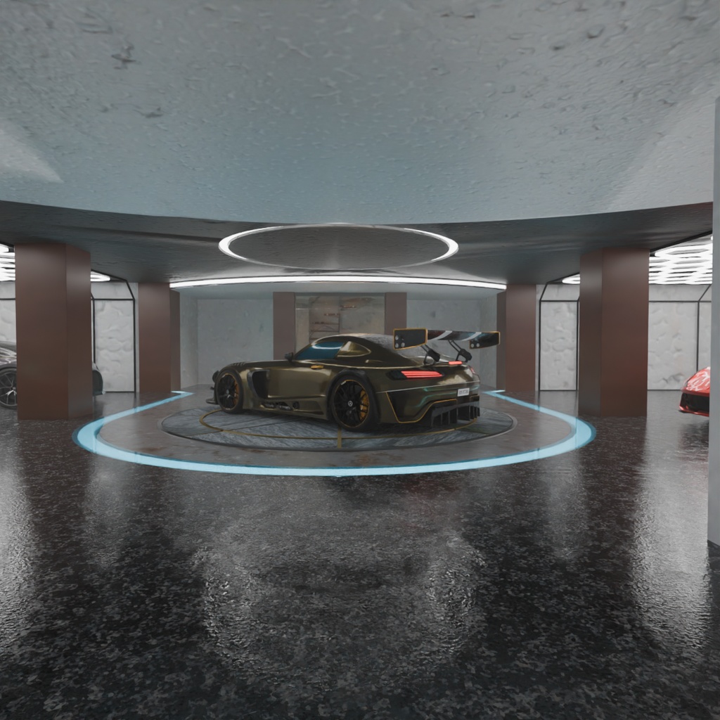 【Blender】 地下の高級ガレージ Underground luxury garage