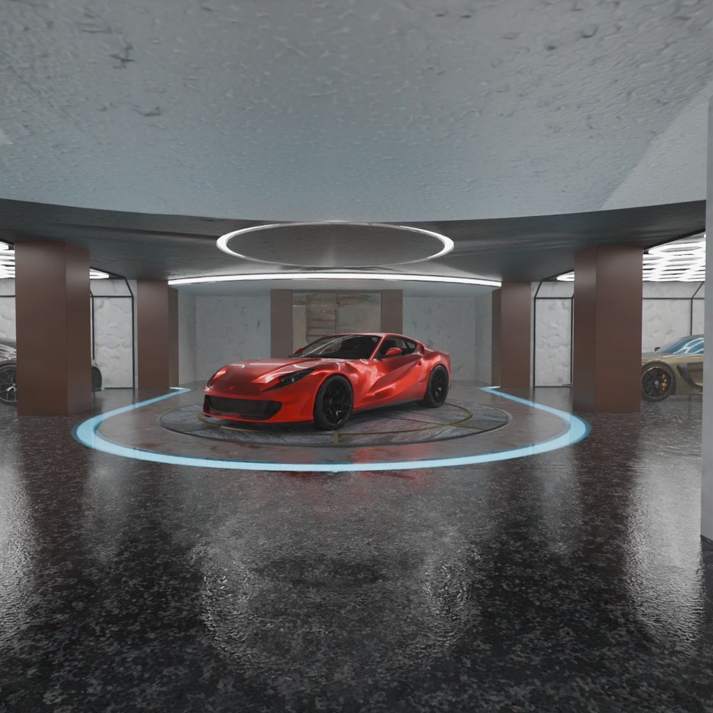 【Blender】 地下の高級ガレージ Underground luxury garage
