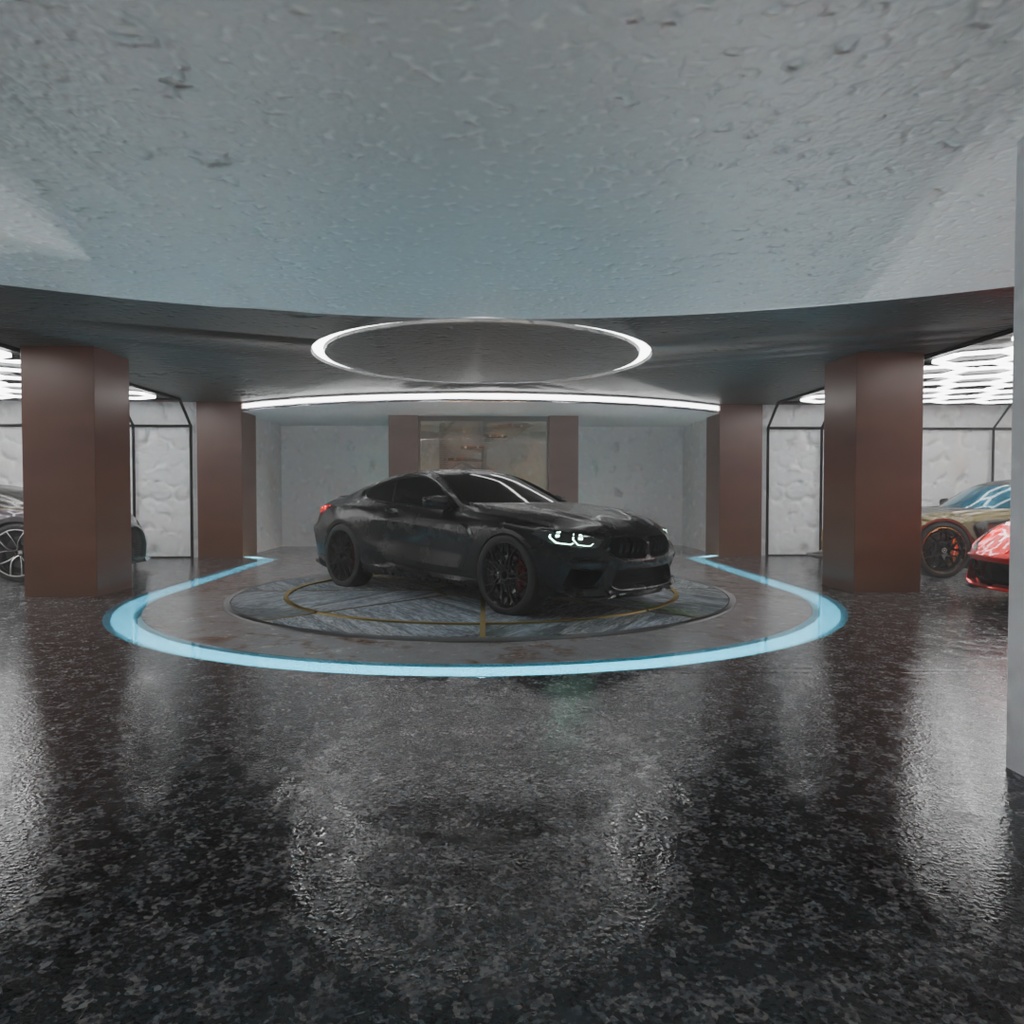 【Blender】 地下の高級ガレージ Underground luxury garage